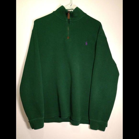 Polo Ralph Lauren Quarter Zip Pullover Sweater  Size XL Green Pony Logo - Picture 1 of 5